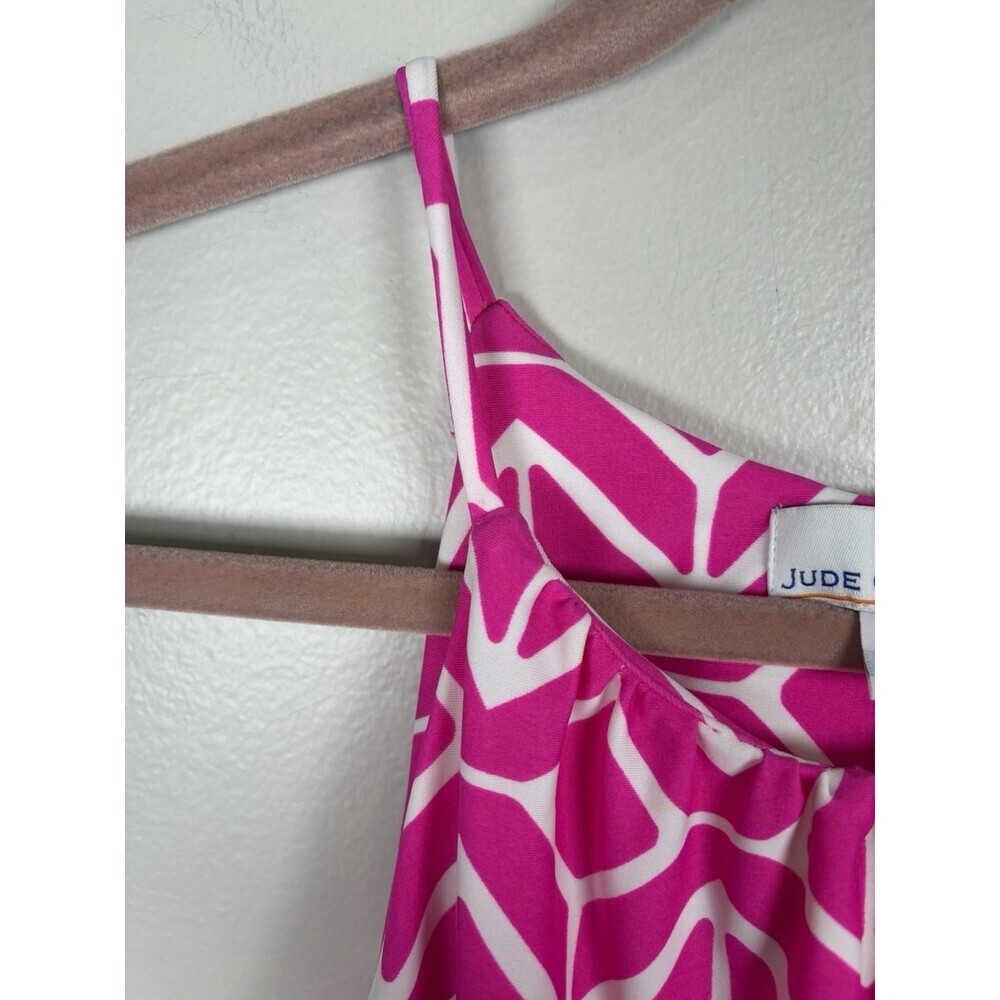 Jude Connally Lisa Maxi Dress Size XS Pink White Geometric Halter Keyhole Stetch - Picture 6 of 6